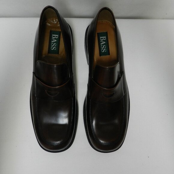 BASS Leather brown Penny Loafers shoes slides made in Italy NEW Size Sz 10.5 M - Picture 2 of 12